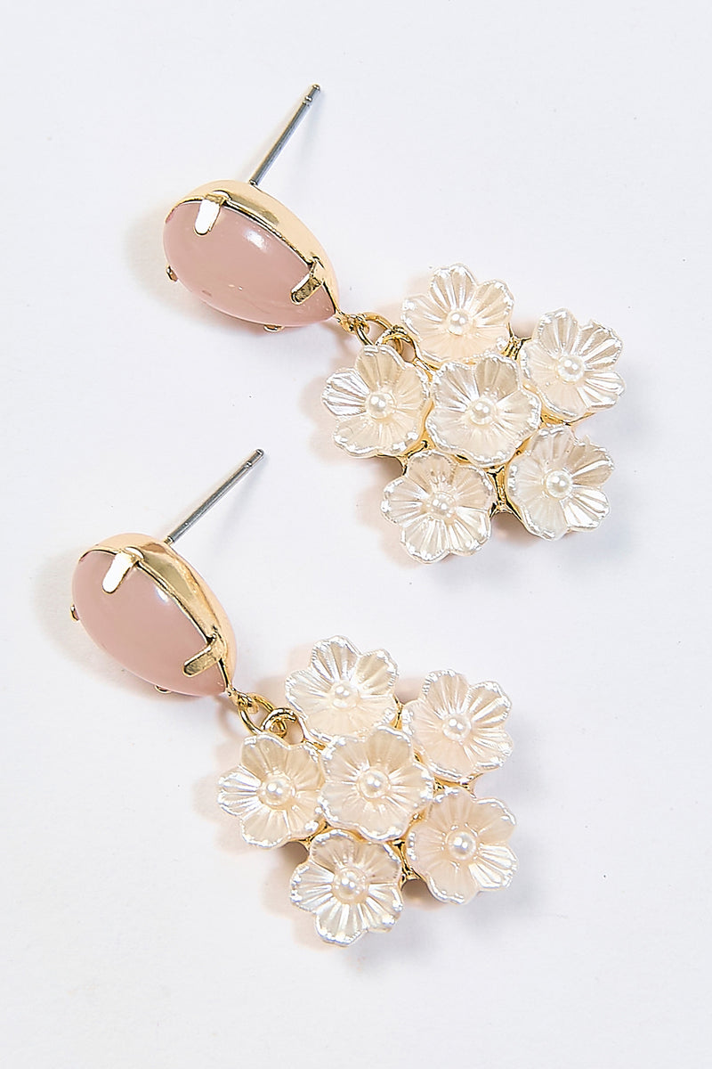 Aretes Colgantes Floral Piedra Blanco - Foto 2