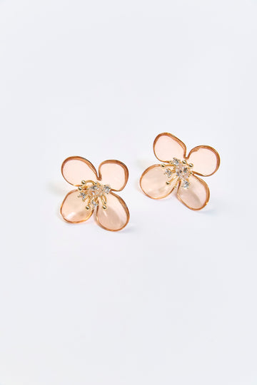 Aretes Topo Flor CZ Café