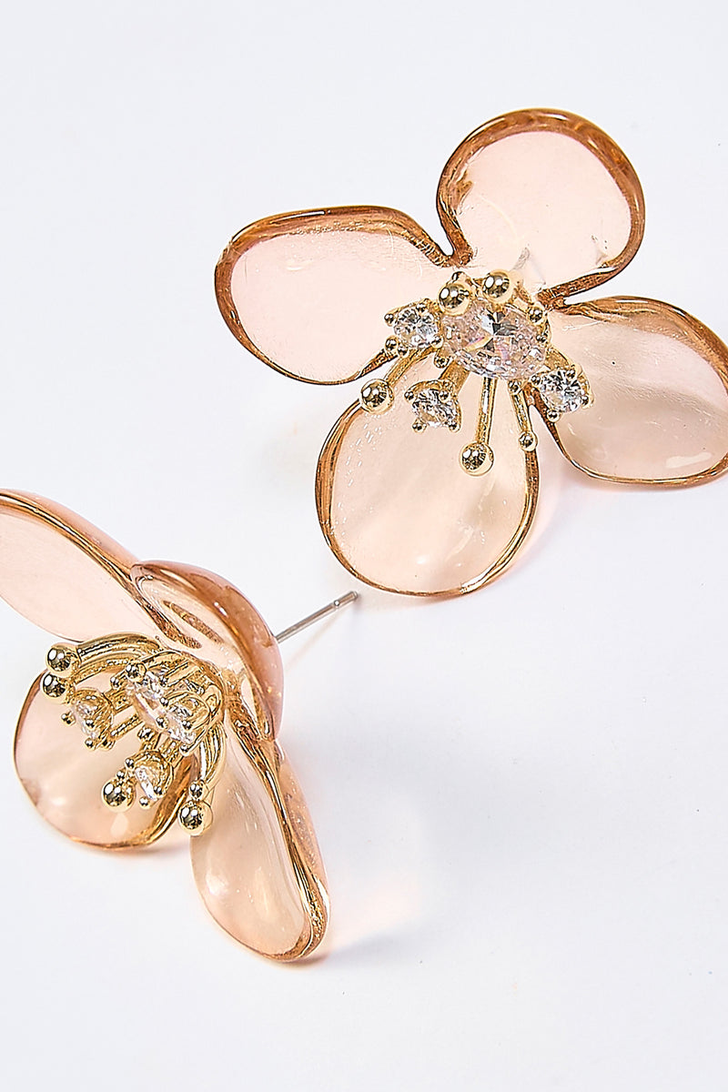 Aretes Topo Flor CZ Café - Foto 2