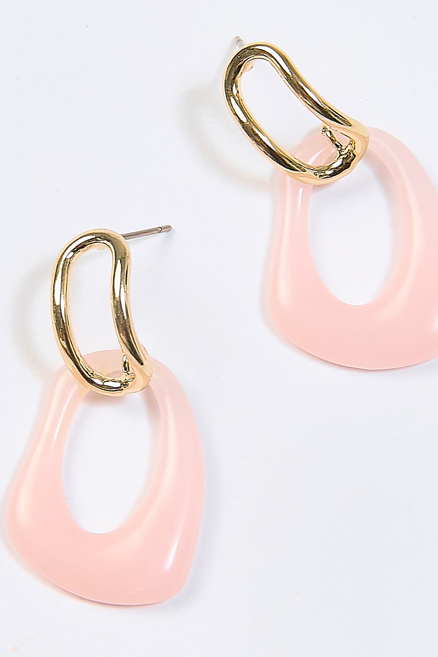 Aretes Argolla Colgante Óvalo Acrílico Rosa - Foto 2