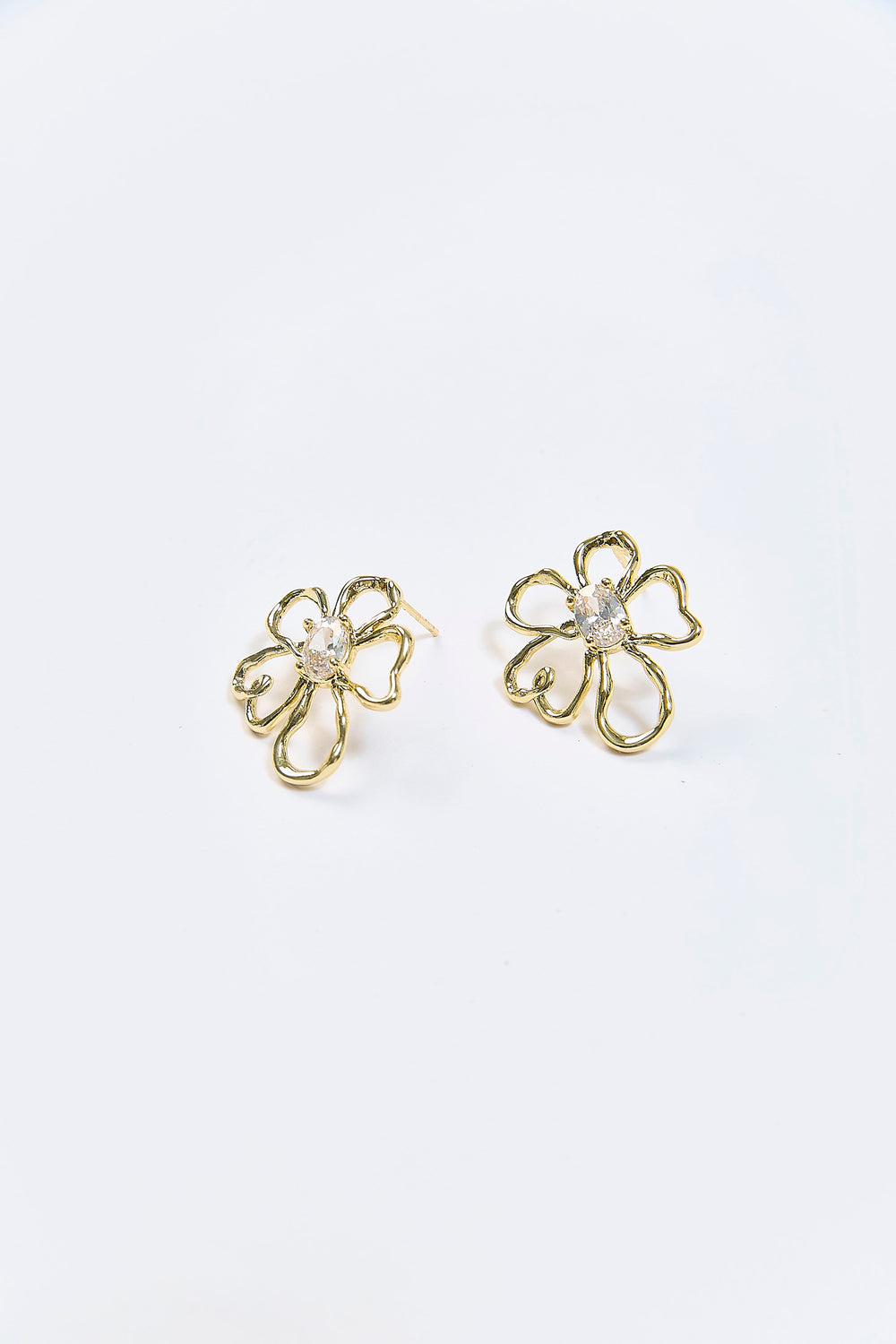 Aretes Topo Marco Flor Dorados - Foto 1
