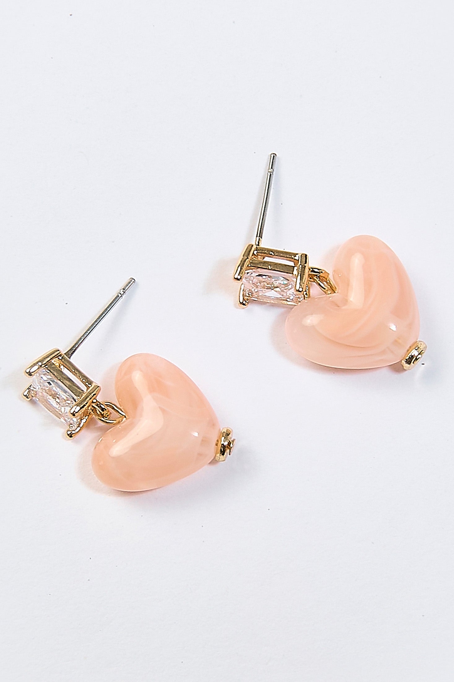 Aretes Colgantes Corazón Piedra Rosa - Foto 2
