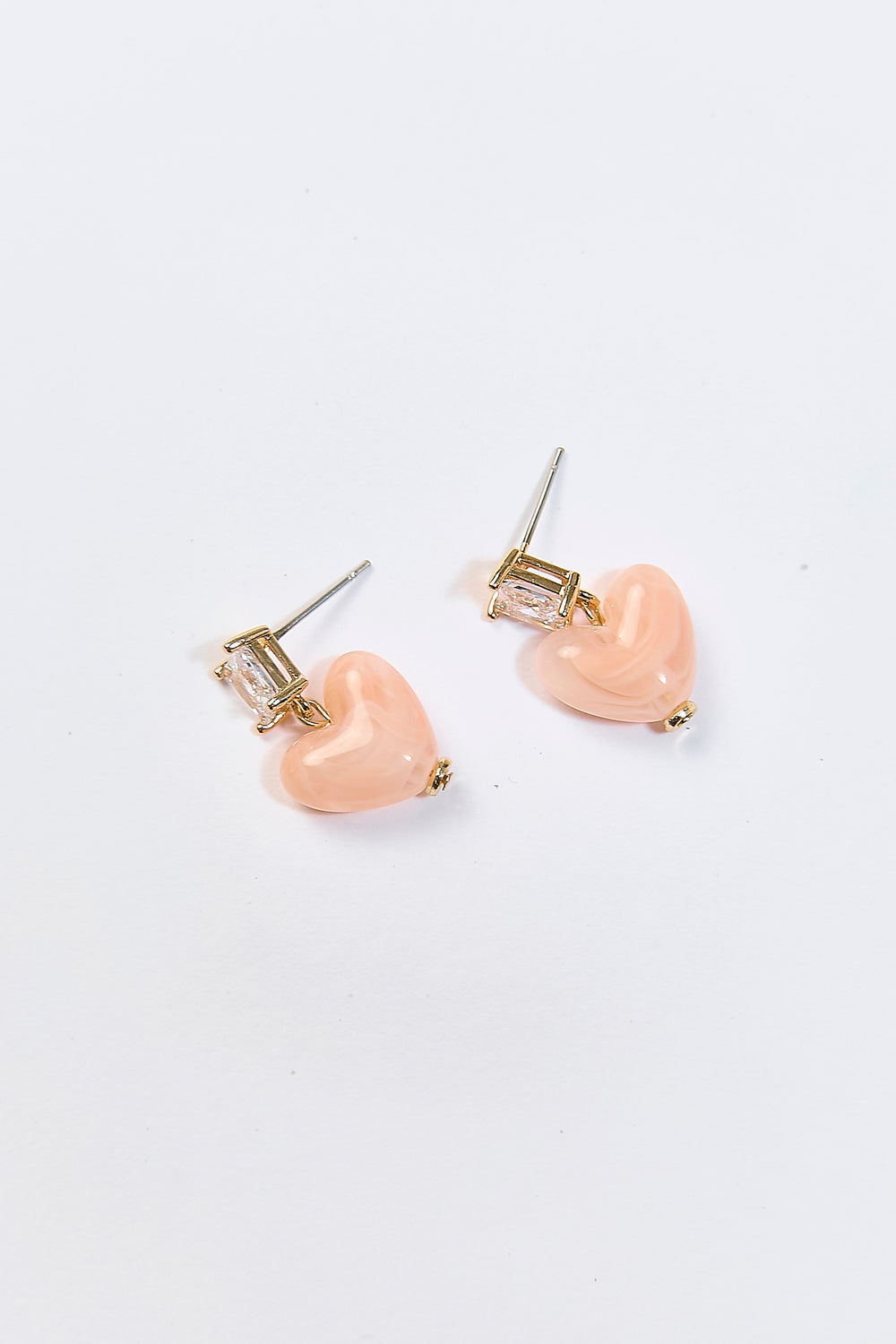 Aretes Colgantes Corazón Piedra Rosa