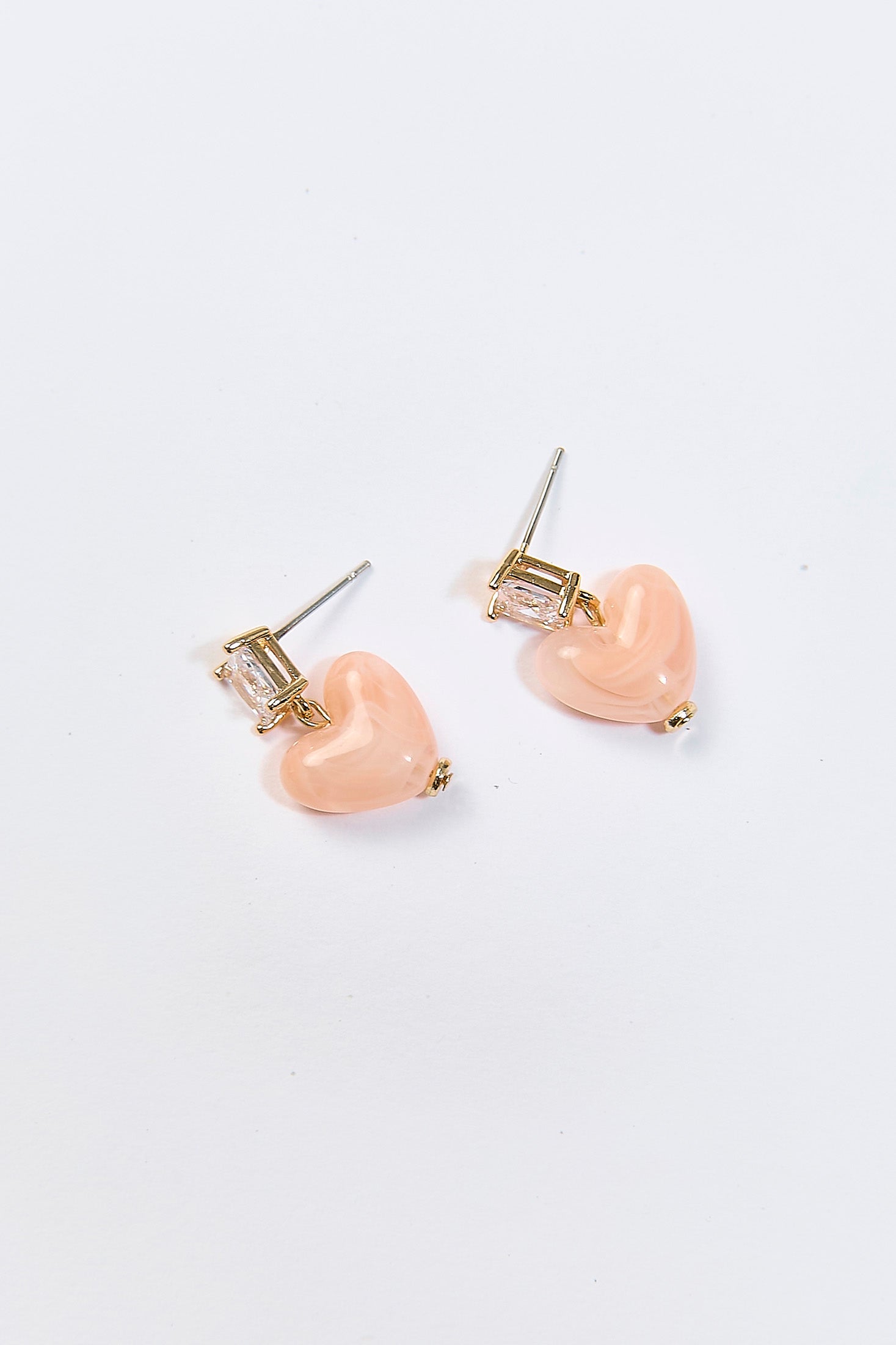 Aretes Colgantes Corazón Piedra Rosa - Foto 1