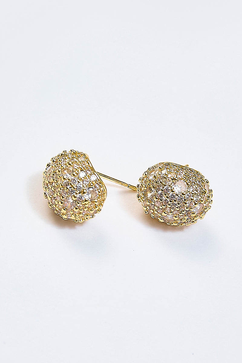 Aretes Topo Óvalo Pavé Dorados