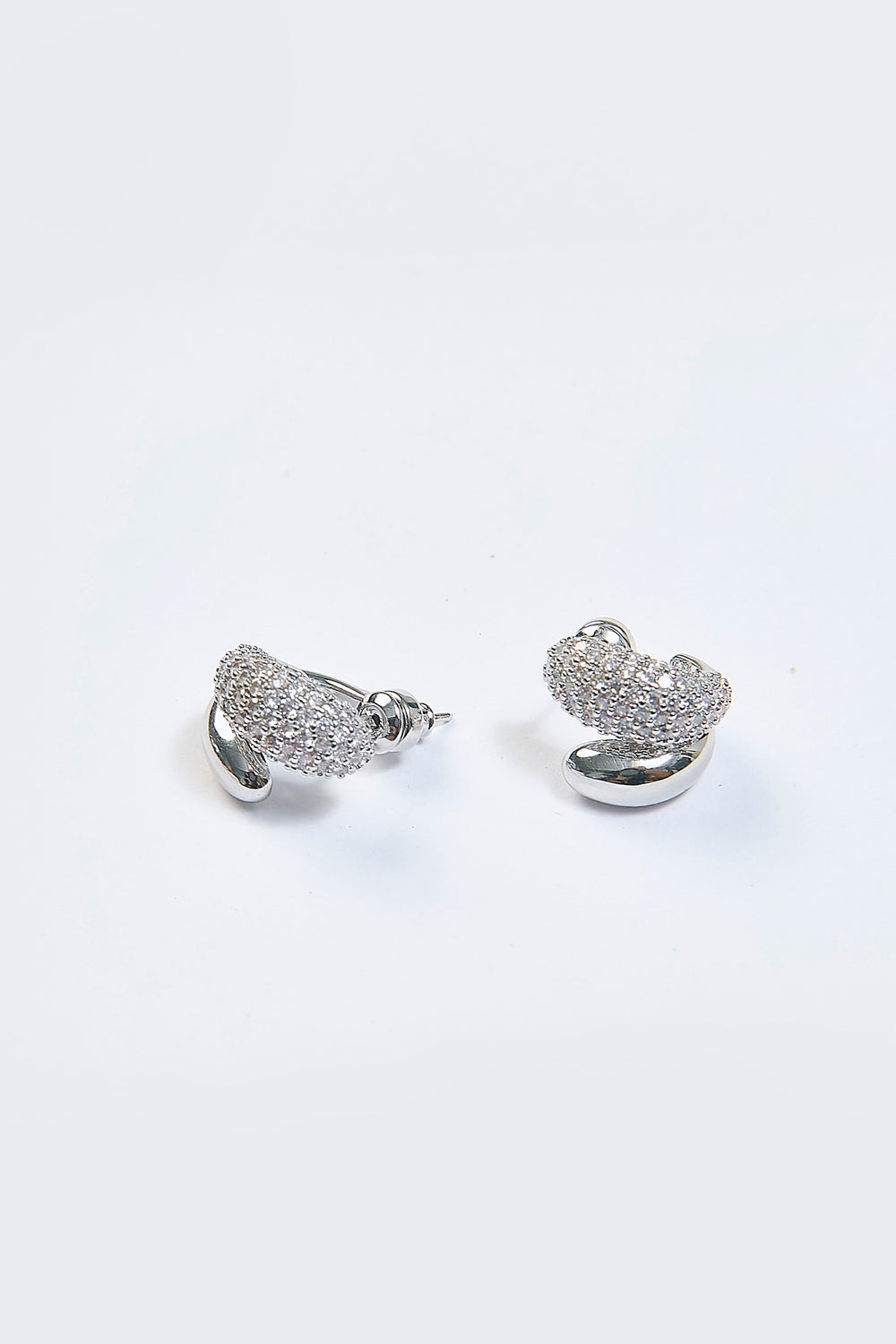 Aretes Argolla Domo Pavé Plateados - Foto 1