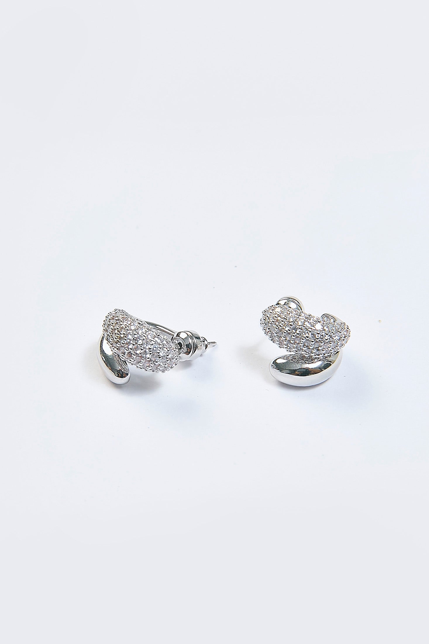 Aretes Argolla Domo Pavé Plateados - Foto 1