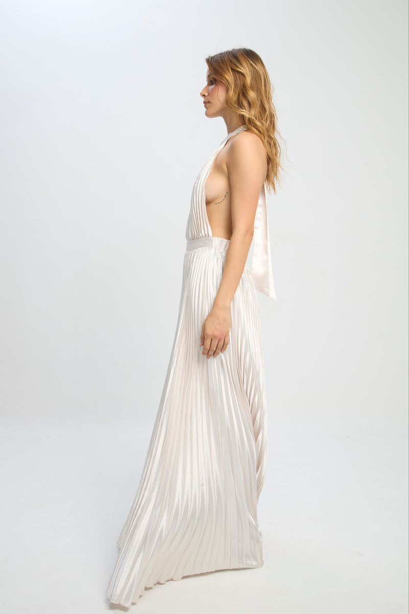 Vestido Largo Plisado vista 2 - Outlet BYBLA Colombia