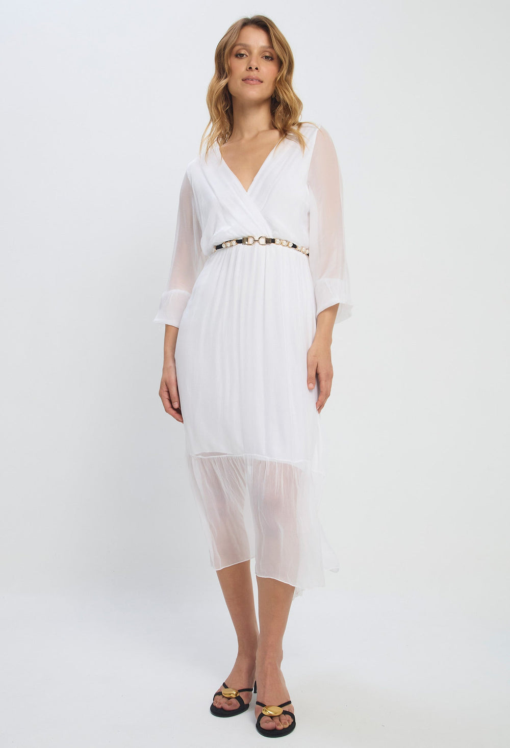 Vestido Midi Seda V - BYBLA Colombia