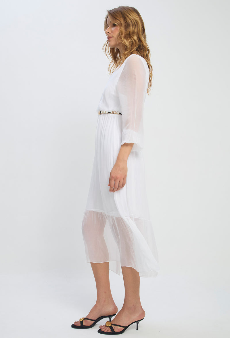 Vestido Midi Seda V vista 2 - BYBLA Colombia