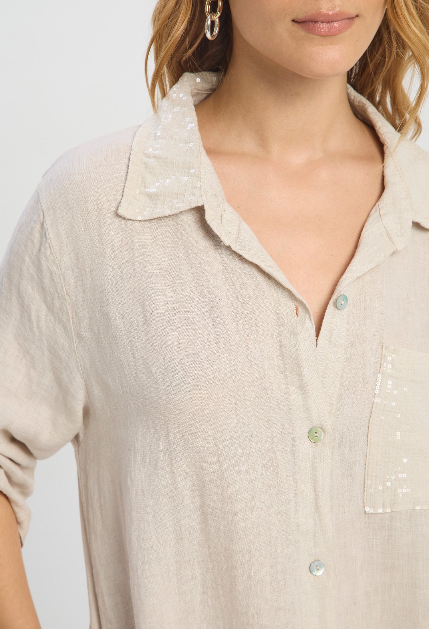 Vestido Midi Lino Lentejuelas - SALE