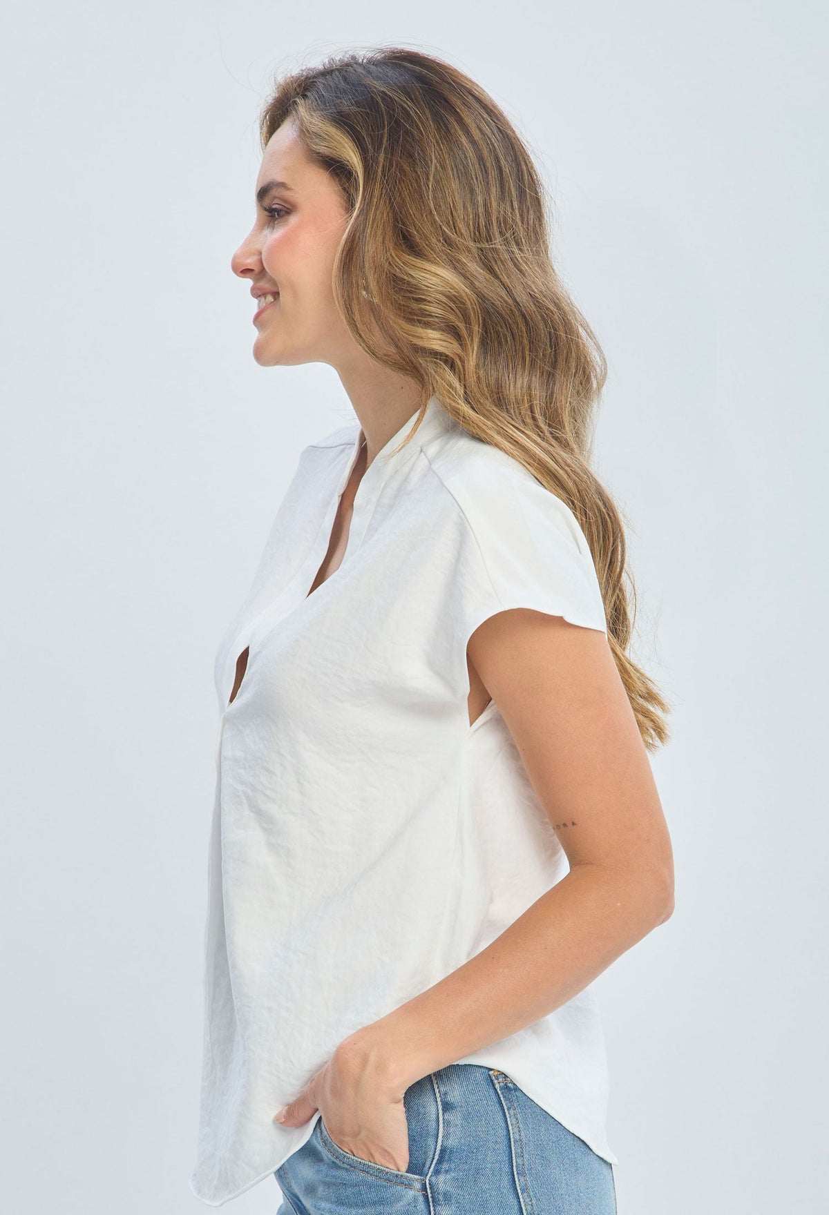 Blusa Mao Manga Corta Vuelta