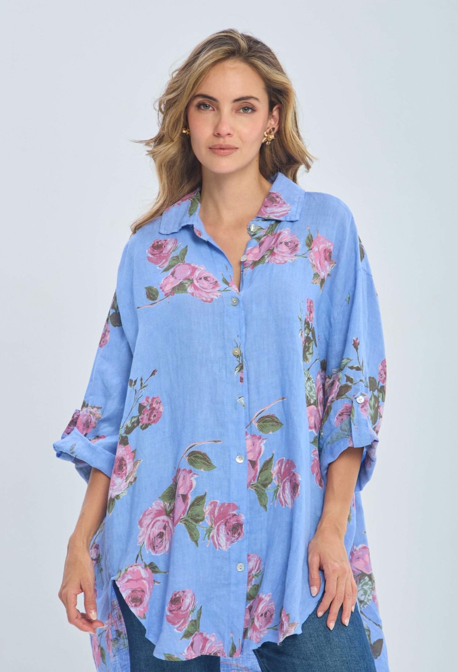 Blusón Lino Rosas - SALE