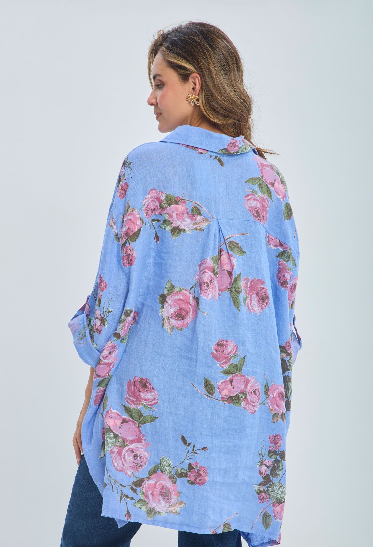 Blusón Lino Rosas - SALE