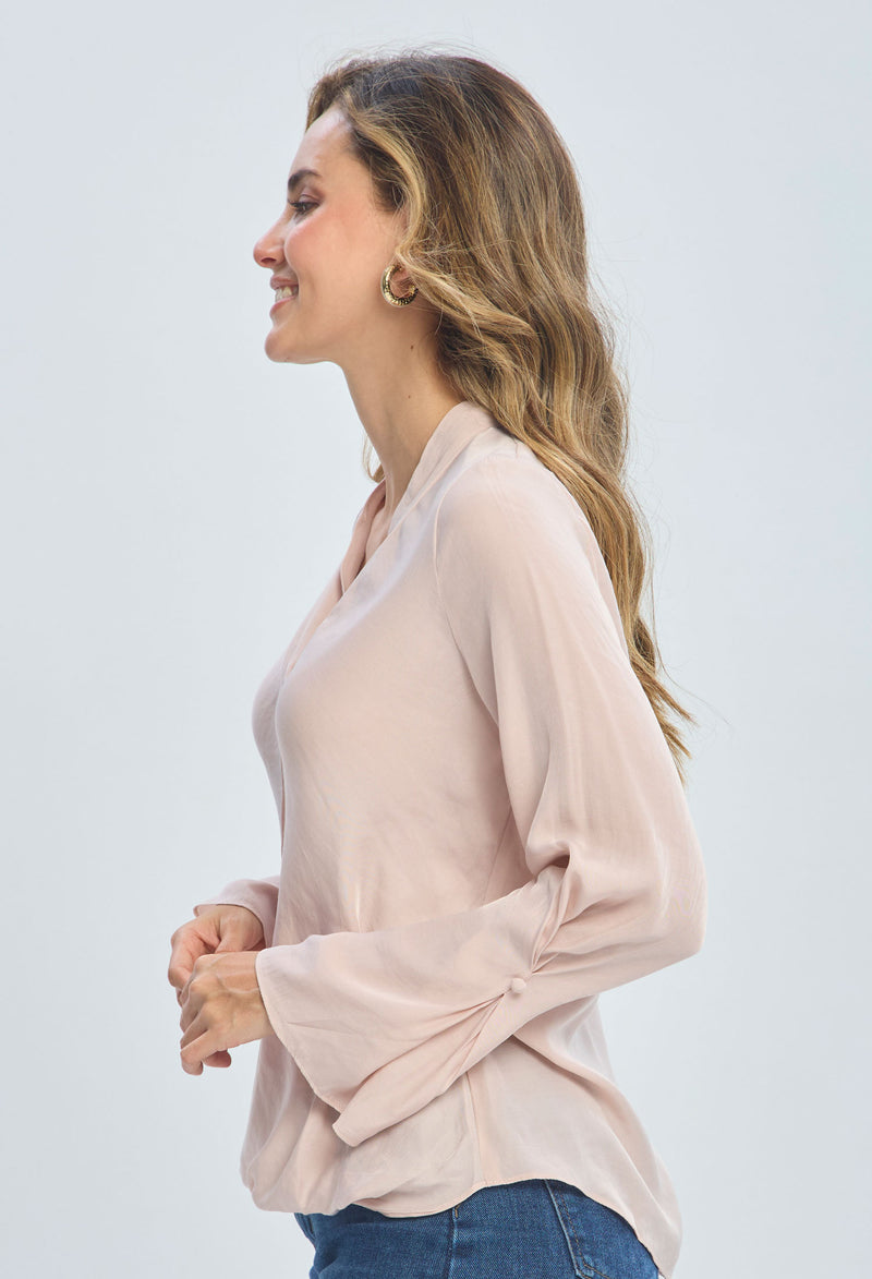 Blusa Satín Cruzada vista 2 - Outlet BYBLA Colombia