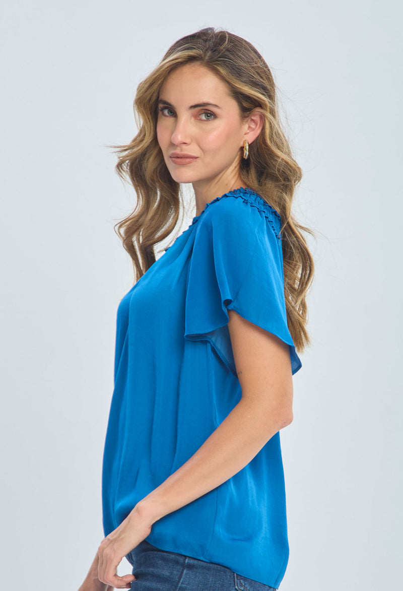 Blusa Satín Resortada vista 2 - Outlet BYBLA Colombia