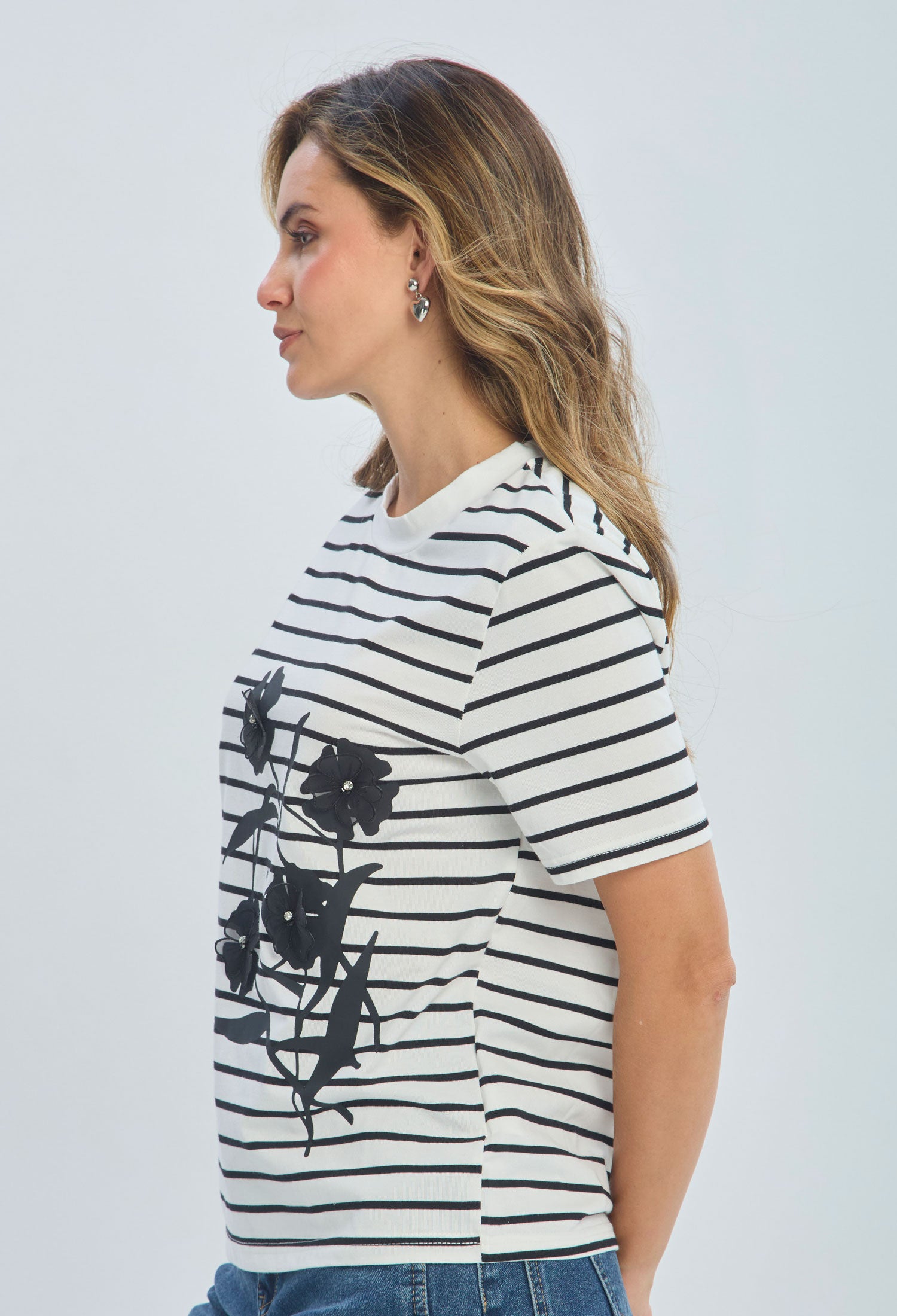 Camiseta Rayas Flores