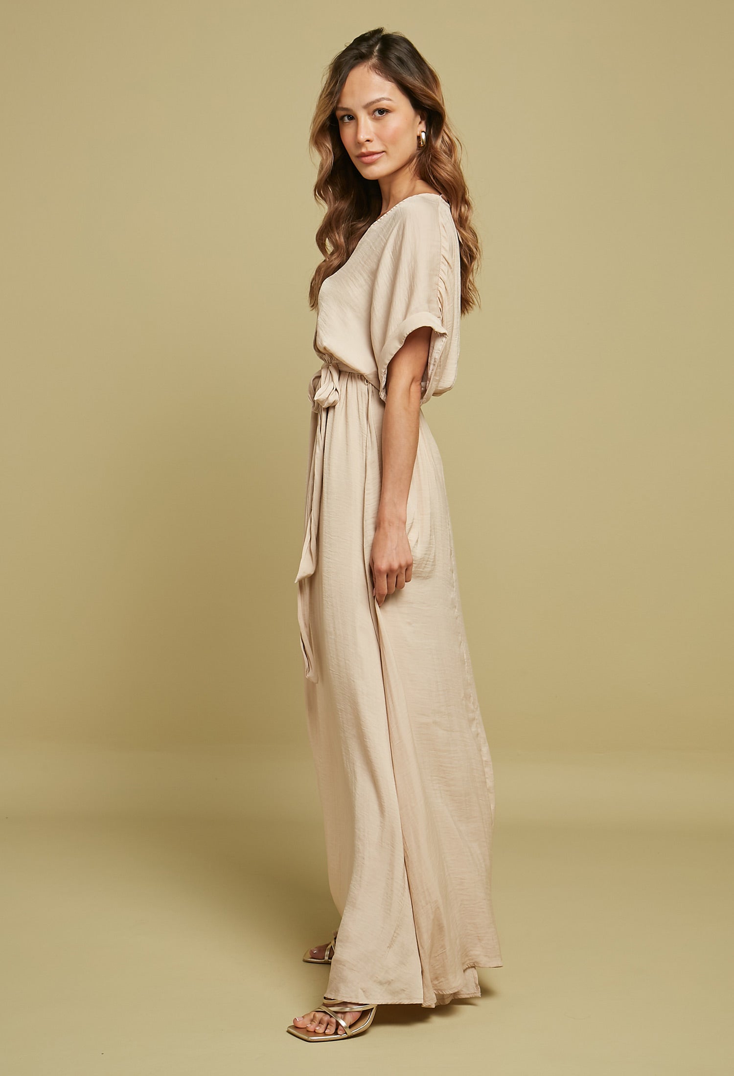 Vestido Largo Satén Cruzado - SALE