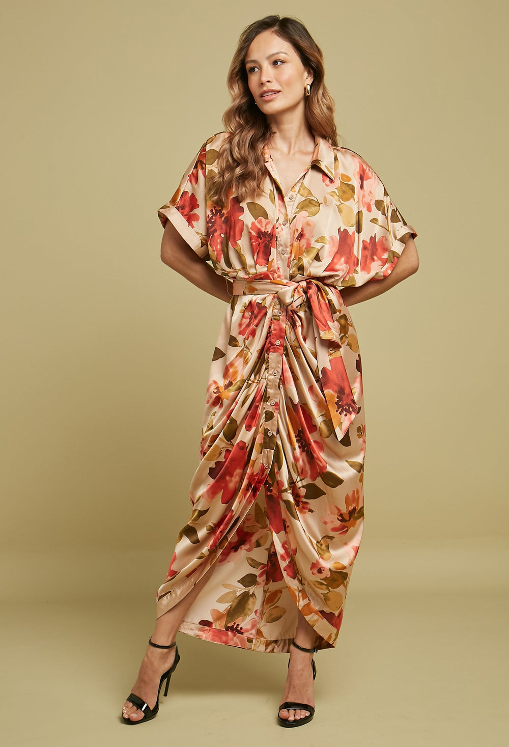Vestido Midi Estampado Flores Mujer - SALE - BYBLA S / MULTICOLOR VESTIDO