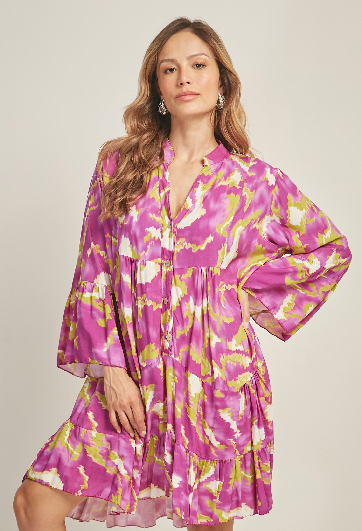 Vestido Corto Estampado Tie-Dye Mujer - SALE - BYBLA U / MORADOS VESTIDO