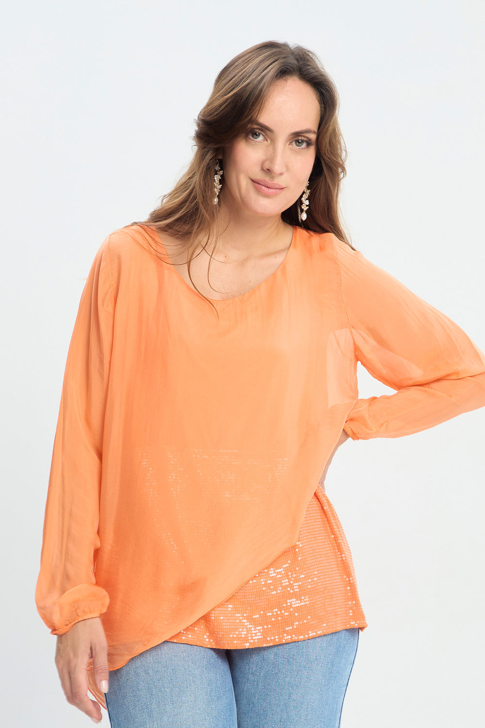 Blusa Seda Cascada con Lentejuelas NEW - BYBLA Colombia