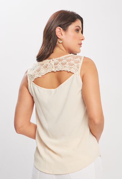 Blusa Detalle Bordado Mujer - SALE - BYBLA S / BEIGES BLUSA