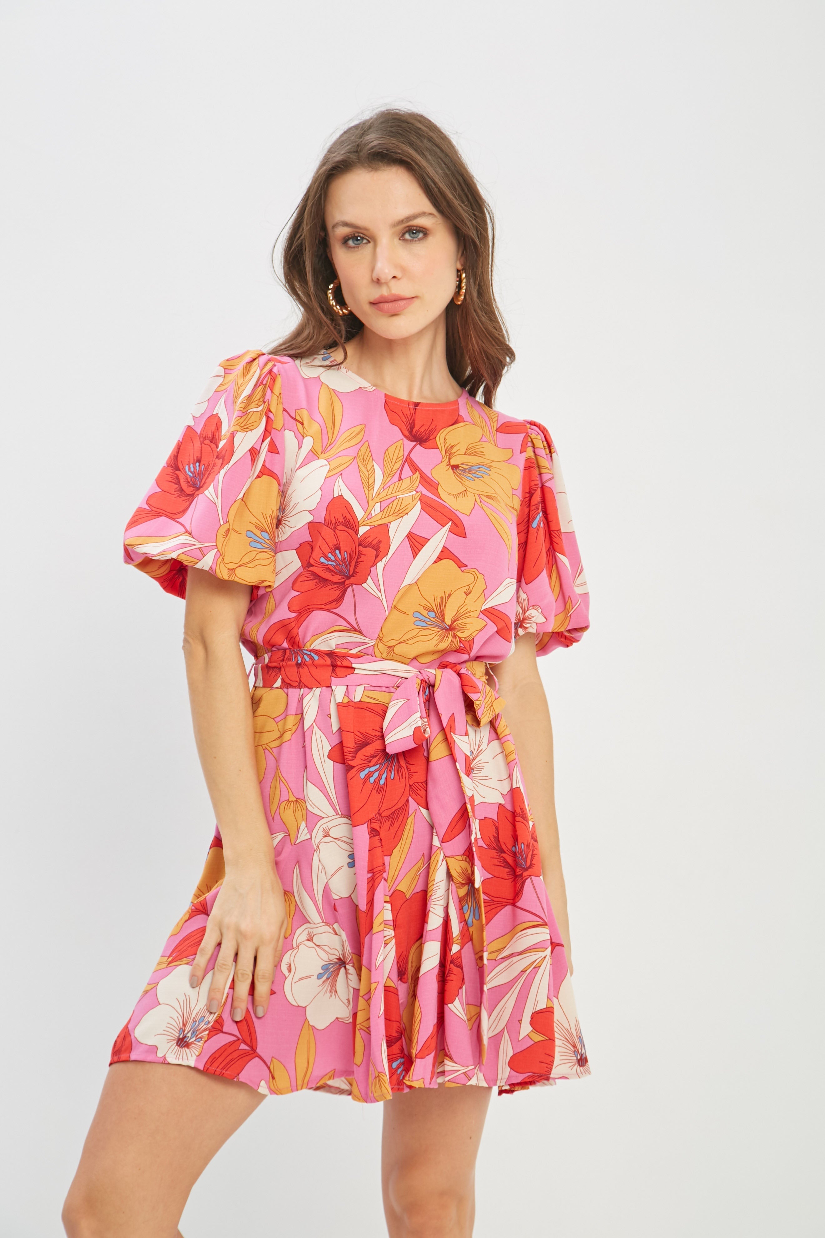 Vestido Corto Flores Mujer - SALE - BYBLA S / ROSAS VESTIDO