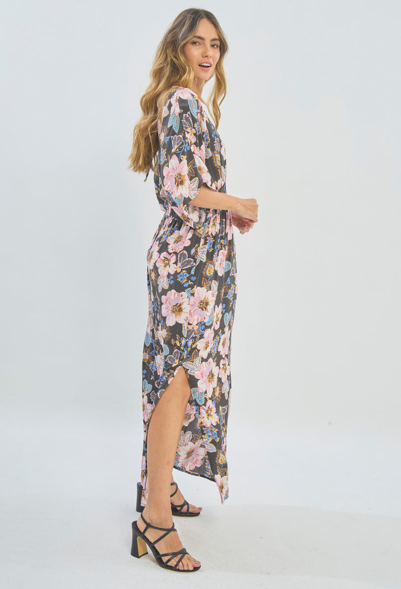 Vestido Largo Estampado Flores vista 2 - Outlet BYBLA Colombia