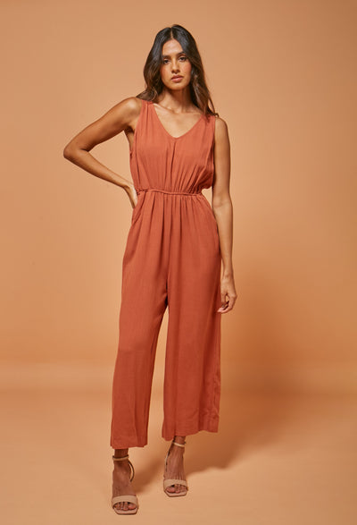 Enterizo Largo Lino Manga Sisa Mujer - SALE - BYBLA S / TERRACOTAS ENTERIZO