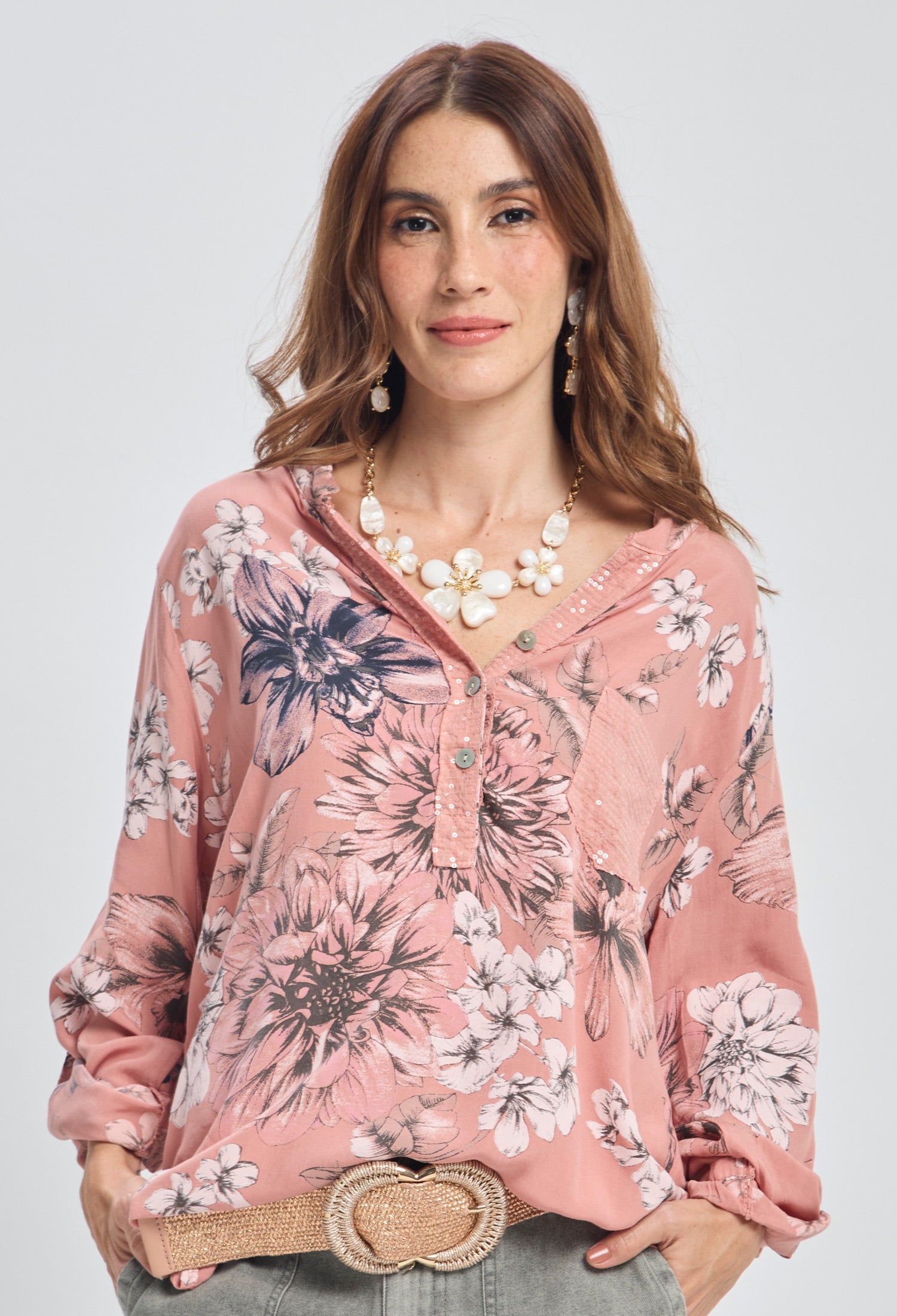 Blusa Bolsillo Lentejuelas Mujer - BYBLA U / VERDES BLUSA