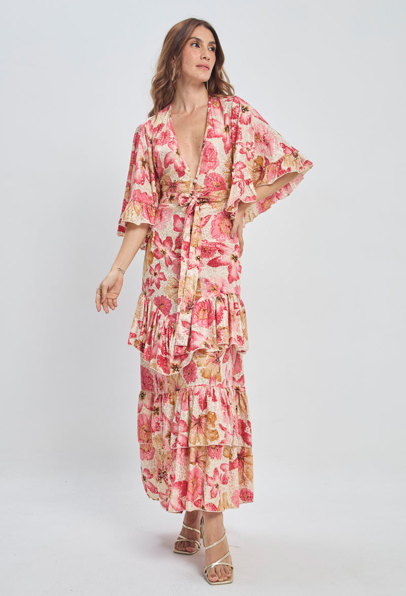 Vestido Viscosa Satén Floral vista 2 - Outlet BYBLA Colombia