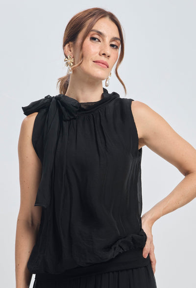 Blusa Seda Moño Mujer - BYBLA U / NEGROS BLUSA