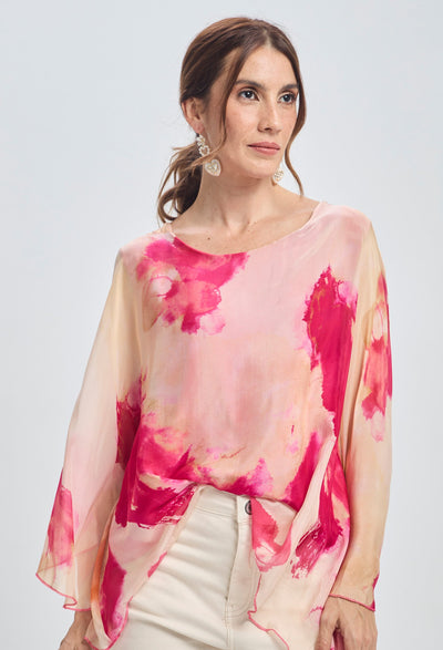 Blusa Seda traslucida Amplia Mujer - BYBLA U / MAGENTAS BLUSA