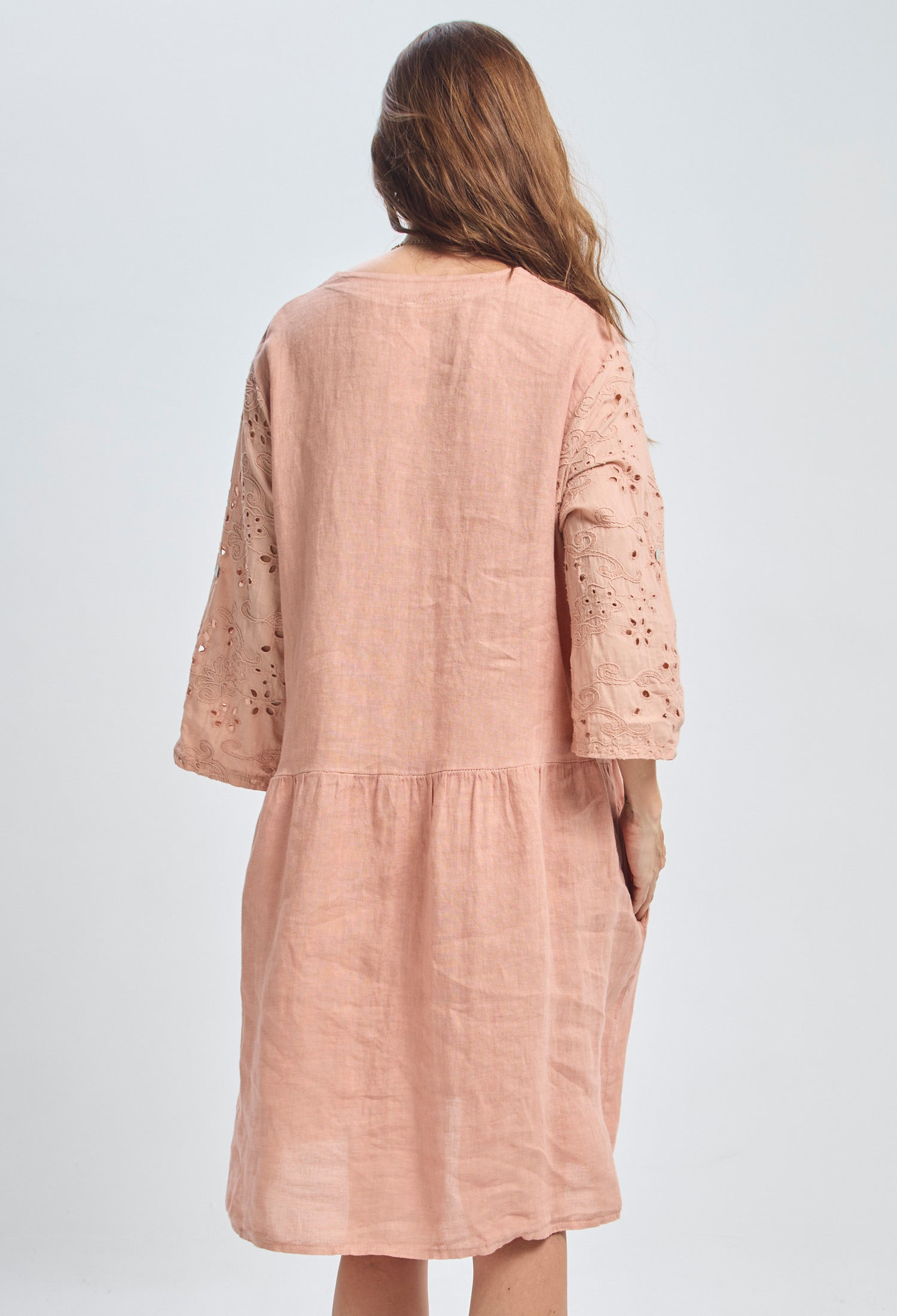 Vestido Lino Ojalillo Floral - SALE