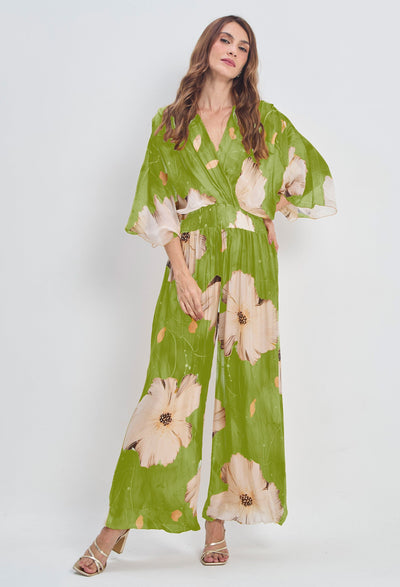 Enterizo Seda Floral Mujer SALE - BYBLA U / MOSTAZAS ENTERIZO