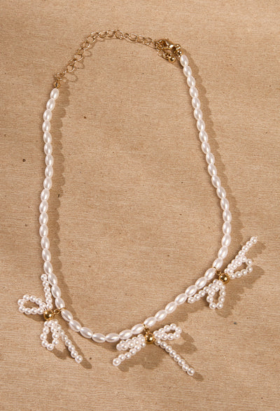 Collar Corto Perlas Moños Mujer - BYBLA Dorado / UNICA COLLAR