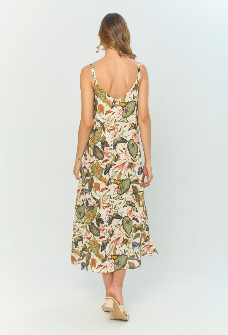 Vestido Midi Lino Mariposas vista 2 - BYBLA Colombia