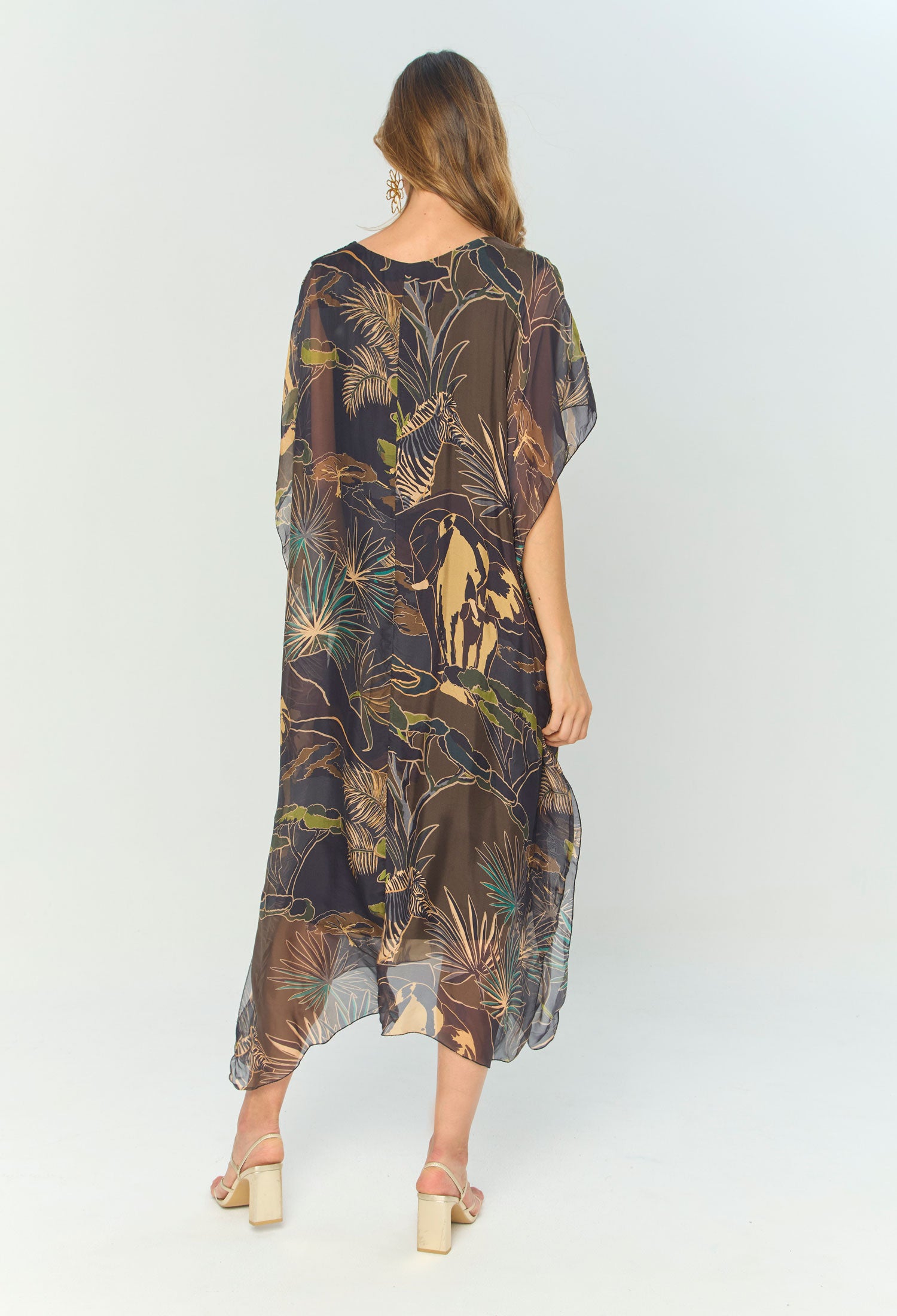 Vestido Midi Seda Estampado - SALE