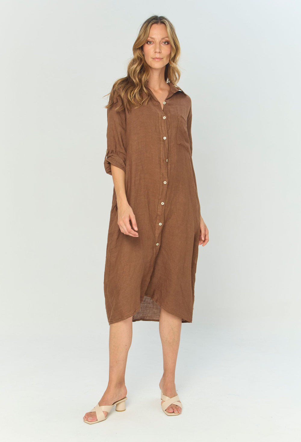 Vestido Midi Lino - Outlet BYBLA Colombia