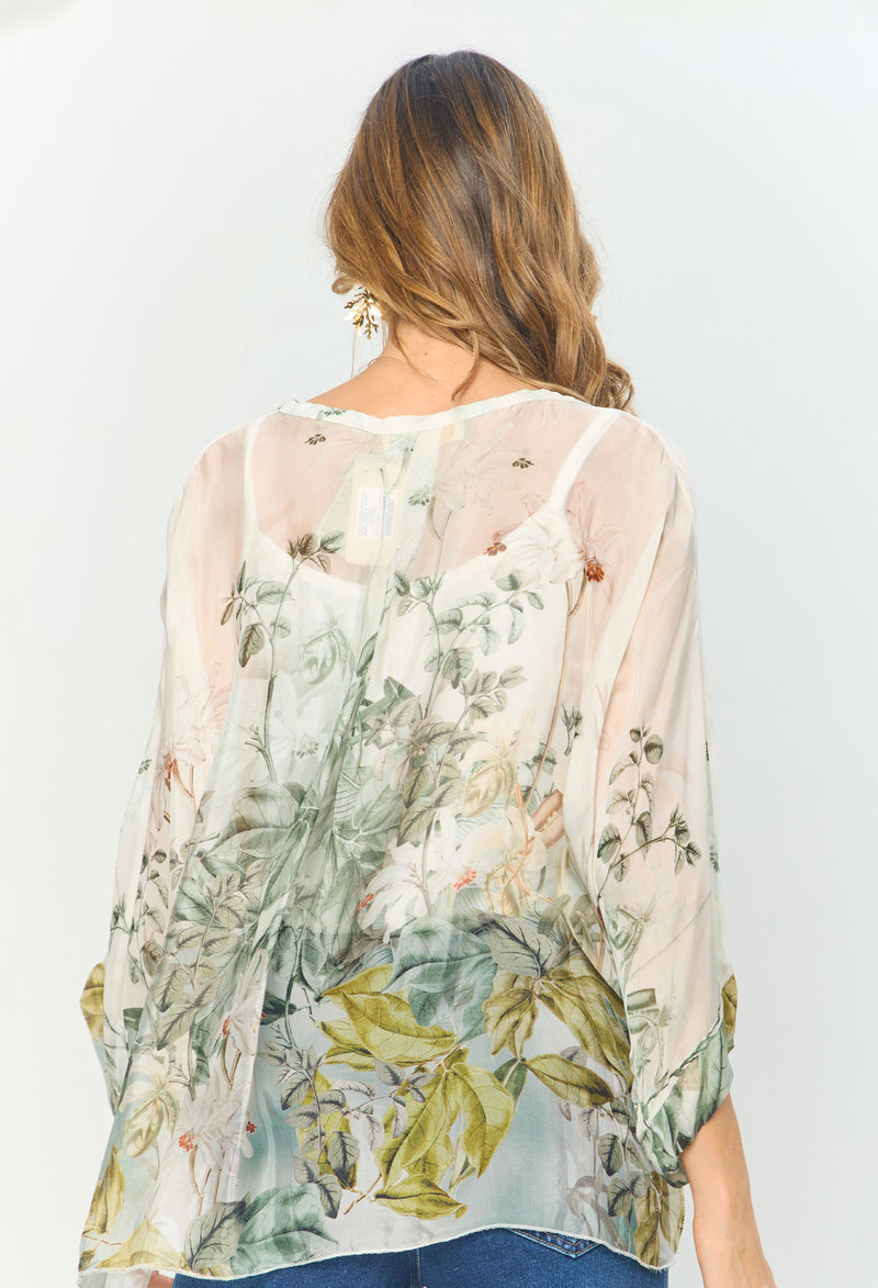 Blusa Seda Flores vista 2 - BYBLA Colombia