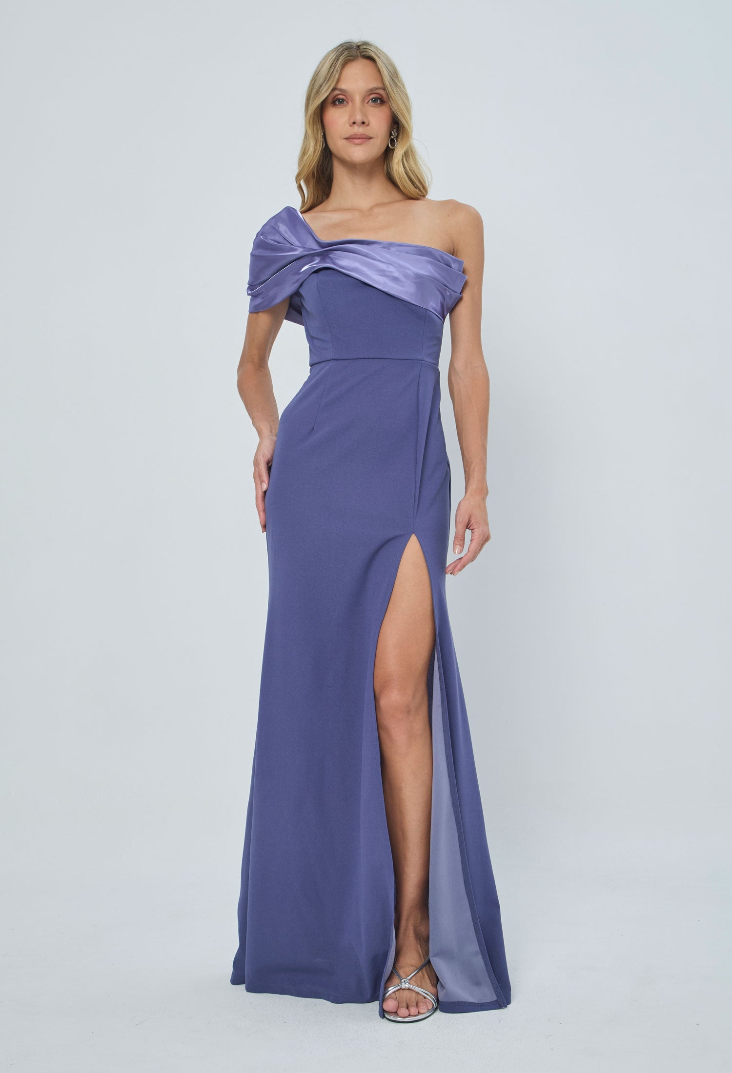 Vestido Largo Satín Drapeado - SALE