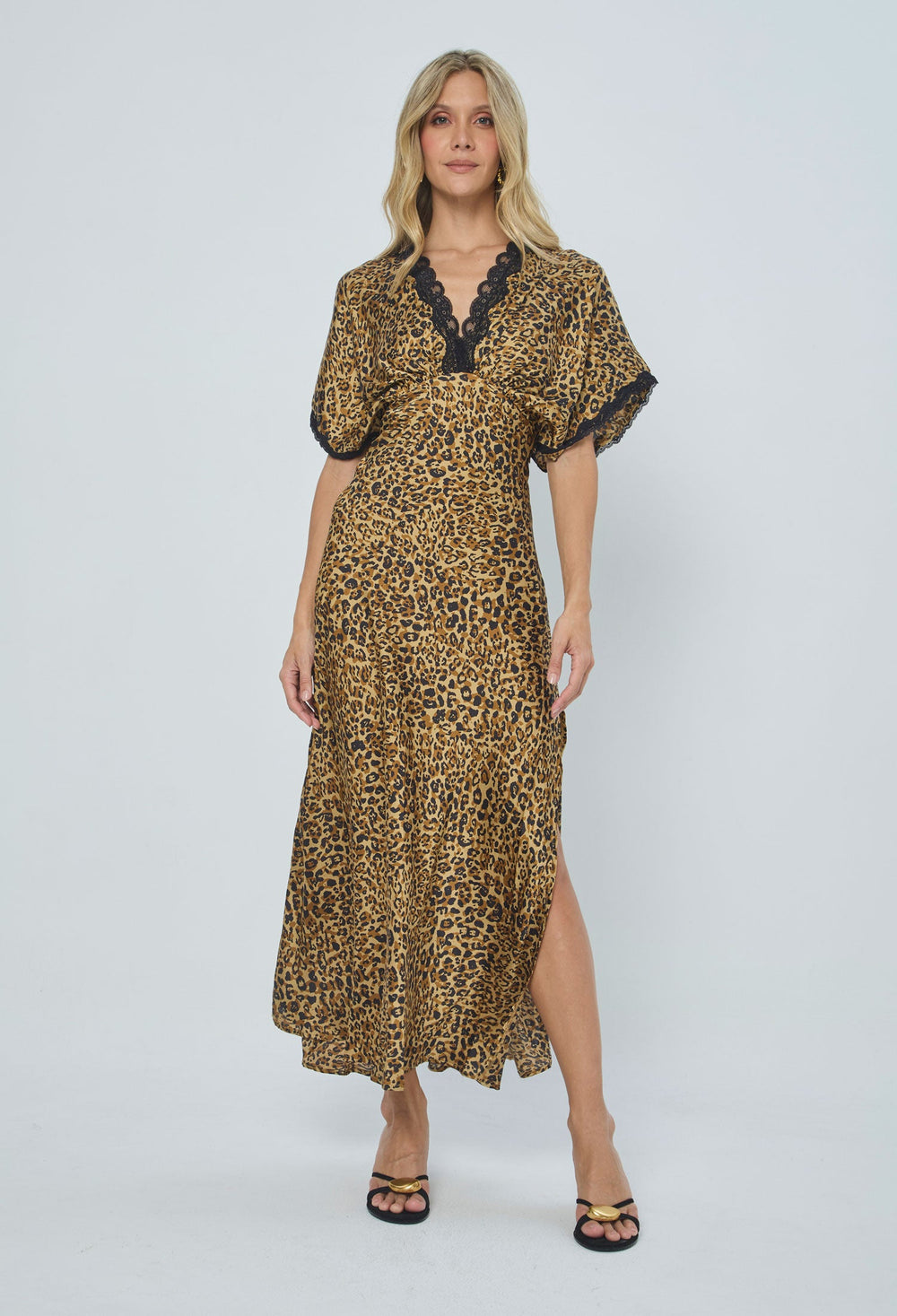 Vestido Midi Animal Print Encaje - Outlet BYBLA Colombia