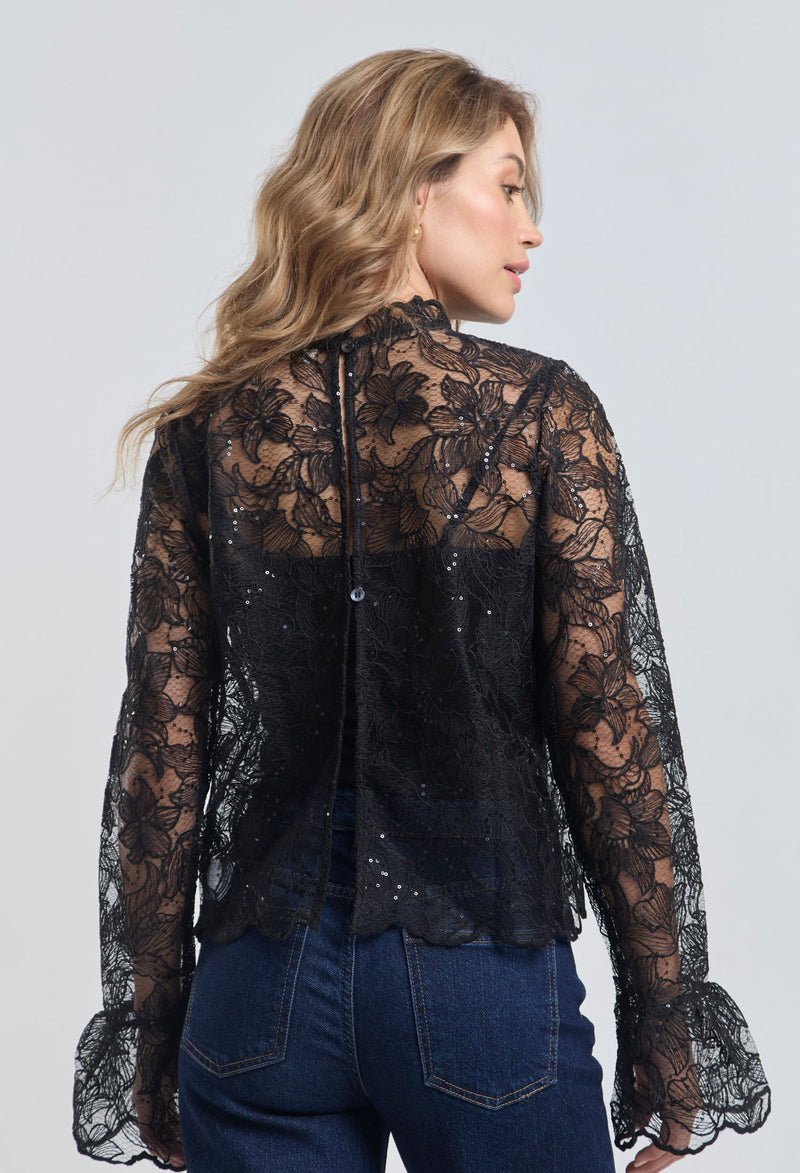 Blusa Encaje Transparencia vista 2 - Outlet BYBLA Colombia