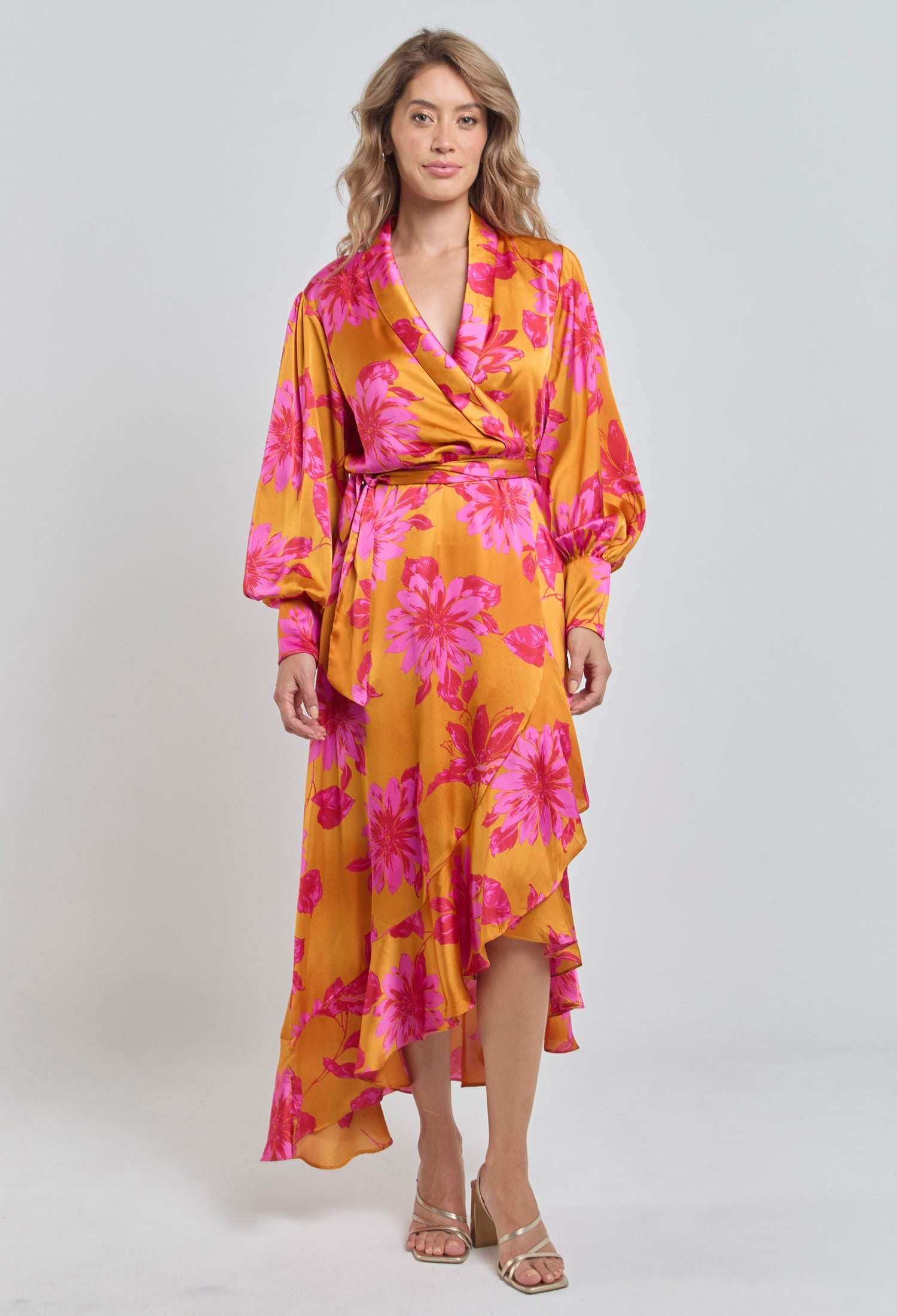 Vestido Satín Flores - SALE