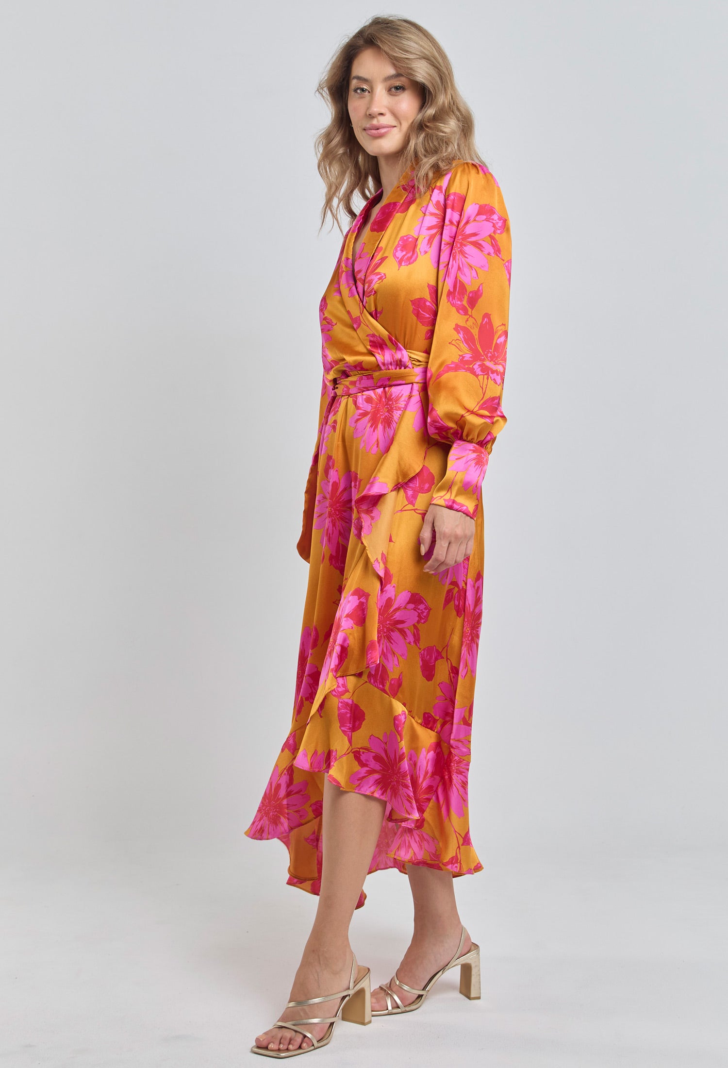 Vestido Satín Flores - SALE