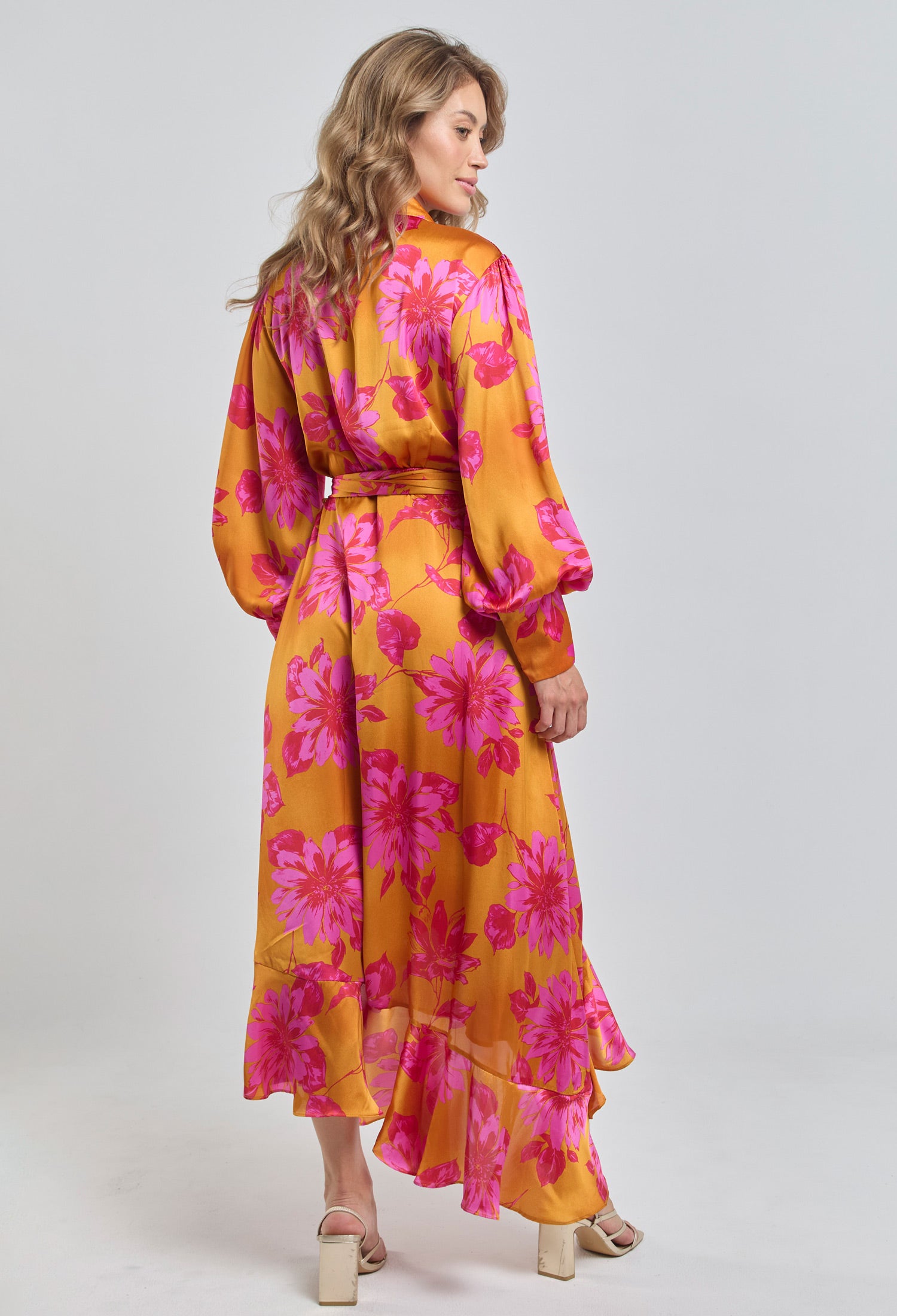 Vestido Satín Flores - SALE