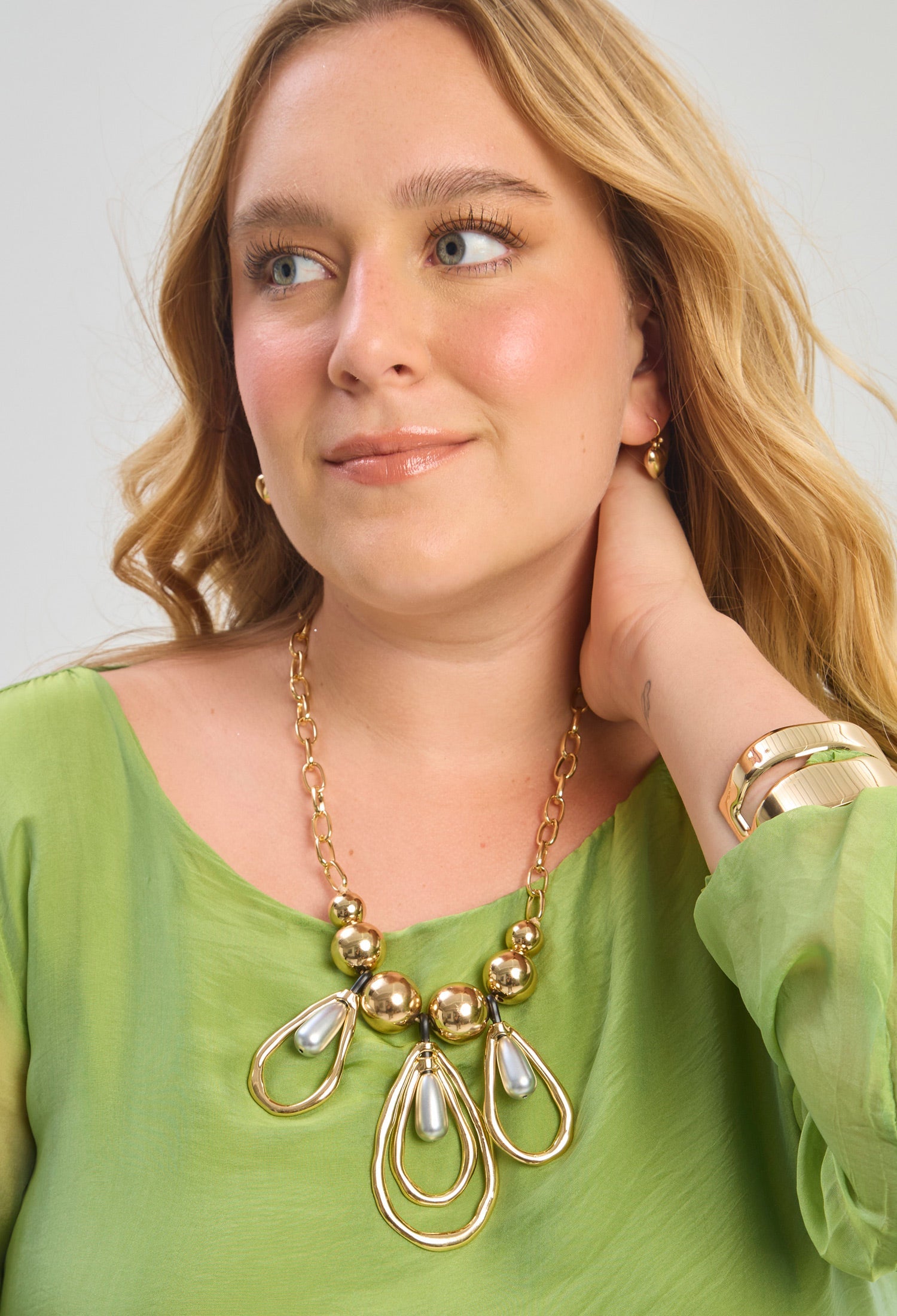 Blusa Seda Lentejuelas Mujer - BYBLA U / VERDES BLUSA