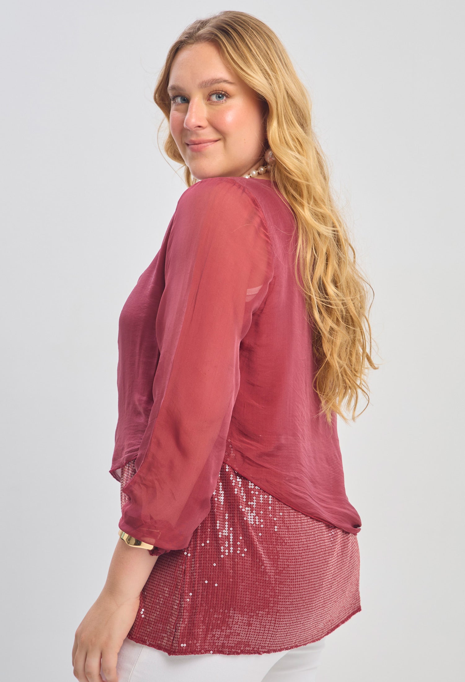 Blusa Seda Lentejuelas