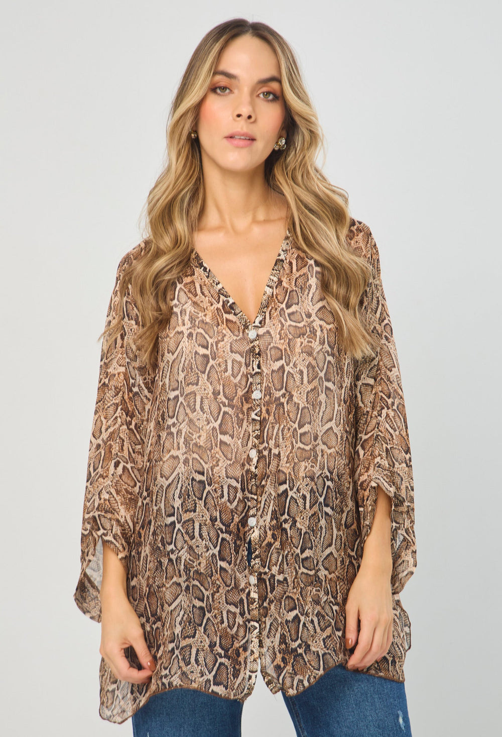 Blusa Seda Animal Print Serpiente - Outlet BYBLA Colombia