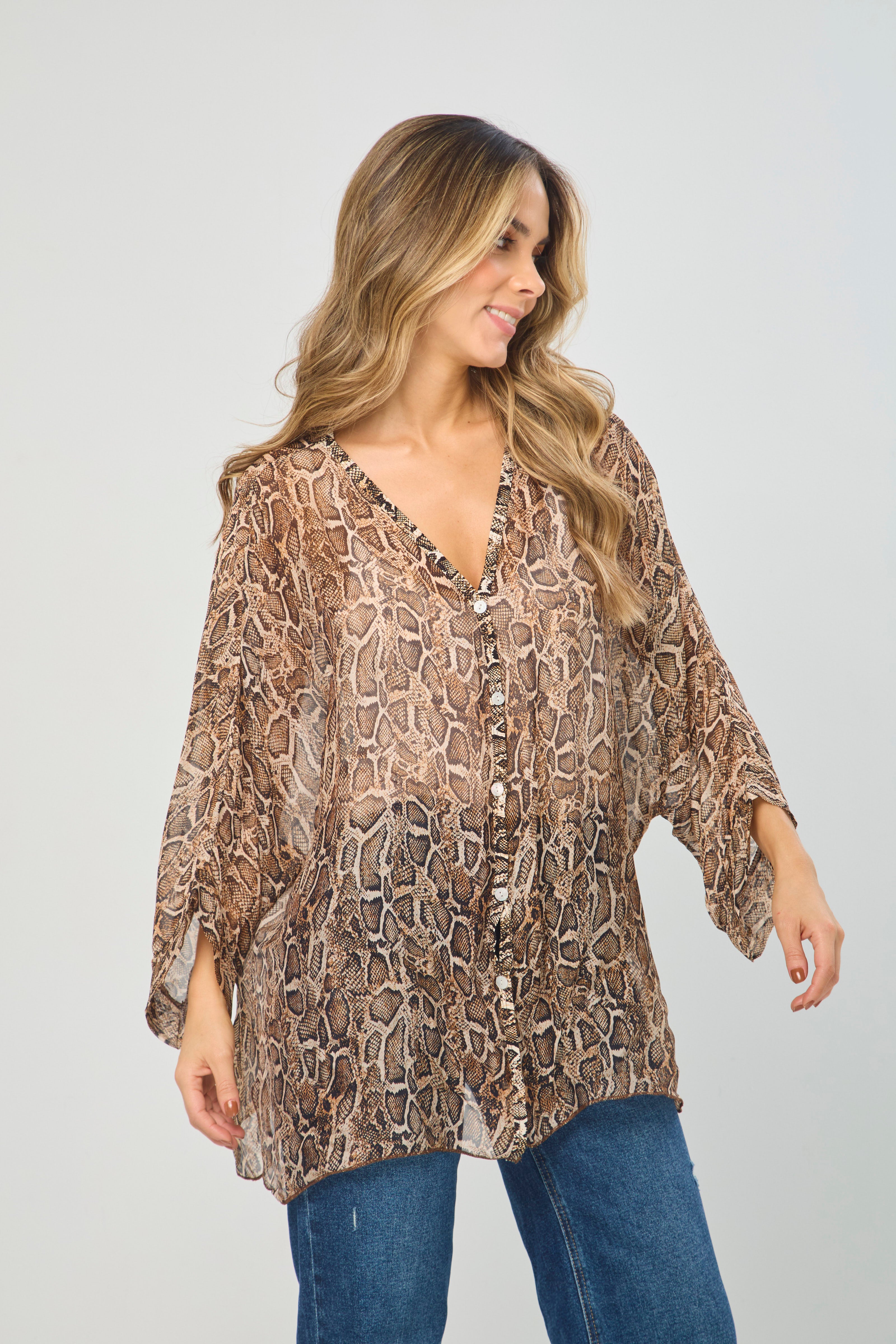 Blusa Seda Animal Print Serpiente  - SALE
